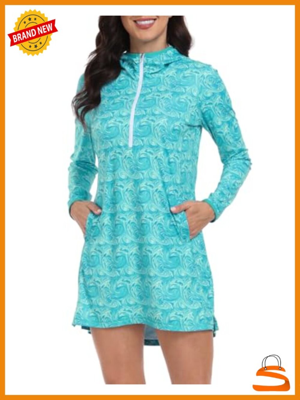 HDE Hooded Tunic Beach Coverup Long Sleeve UV Protection Swim Cover Up